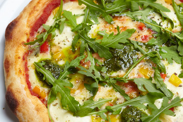pizza on the white