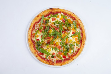 pizza on the white