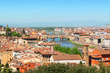 Fototapeta na wymiar Beautiful views of Florence cityscape in the background Ponte Ve