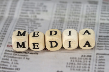 Fototapeta premium Media word built with letter cubes