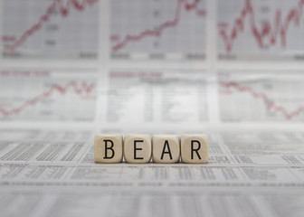 Bear market word built with letter cubes
