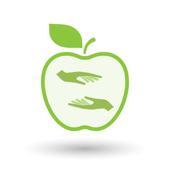 Isolated healthy apple fruit with  two hands giving and receivin