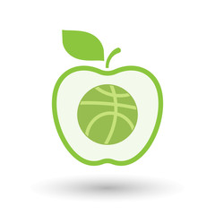 Isolated healthy apple fruit with  a basketball ball