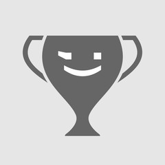 Isolated award cup icon with  a wink text face emoticon
