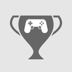 Isolated award cup icon with  a game pad