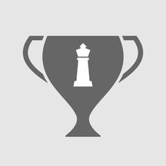 Isolated award cup icon with a  king   chess figure