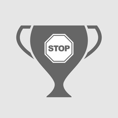 Isolated award cup icon with  a stop signal