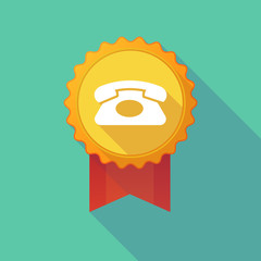 Long shadow badge with  a retro telephone sign