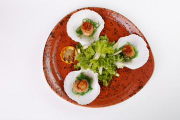 A beautiful snack. Dish on white background