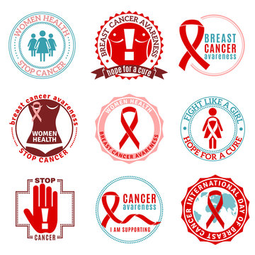 Breast Cancer Emblems Logo Set
