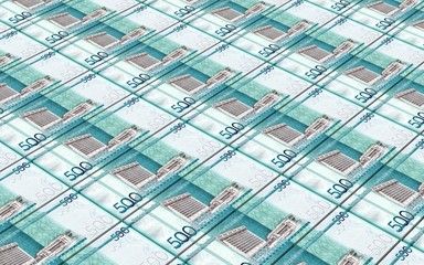 Dominican peso bills stacked background. 3D illustration.