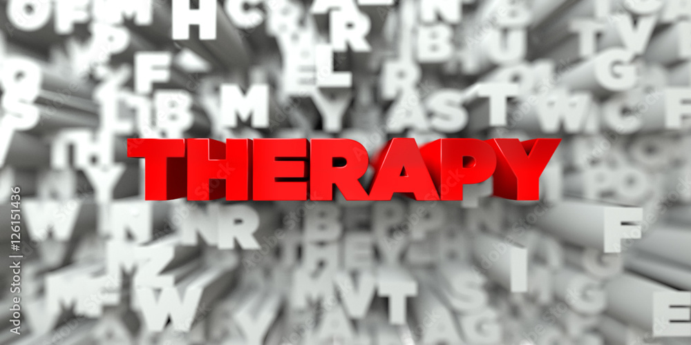Fototapete therapy - red text on typography background - 3d rendered royalty free stock image. this image can b