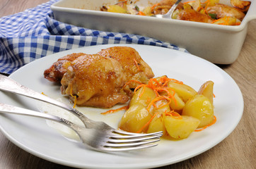 Pieces of chicken with potatoes