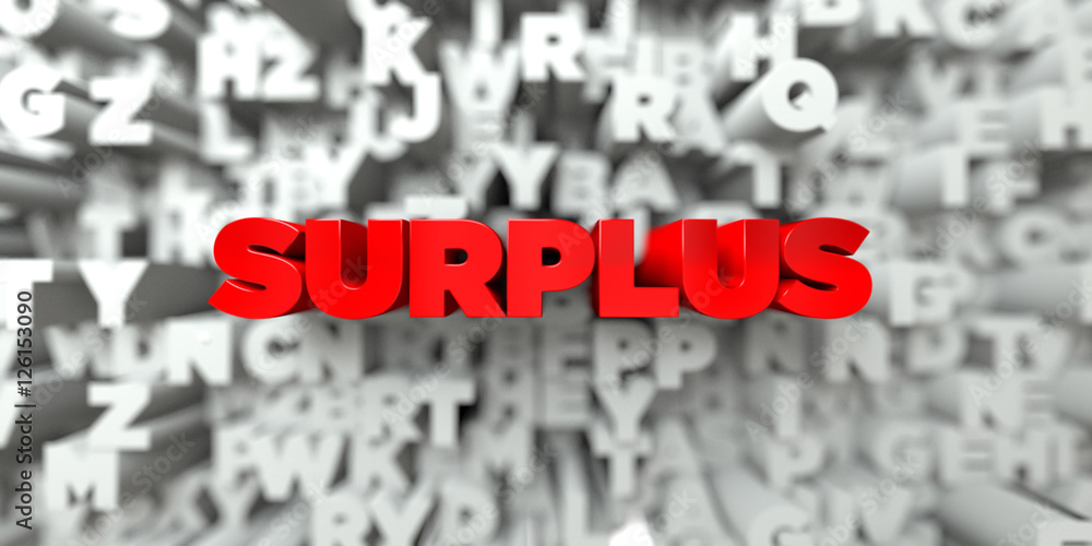 Fototapete SURPLUS -  Red text on typography background - 3D rendered royalty free stock image. This image can be used for an online website banner ad or a print postcard.