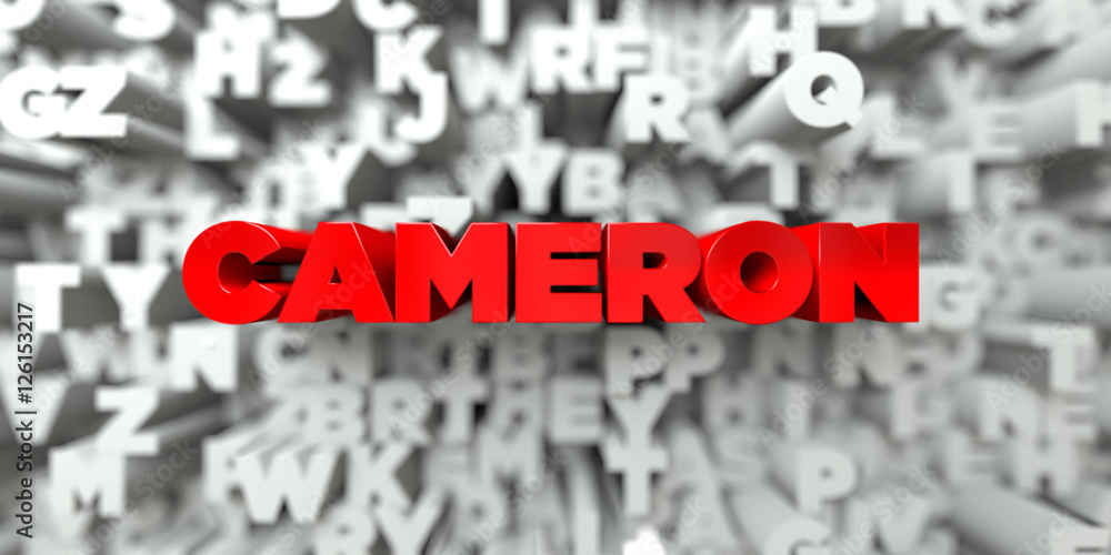 Fototapete cameron - red text on typography background - 3d rendered royalty free stock image. this image can b