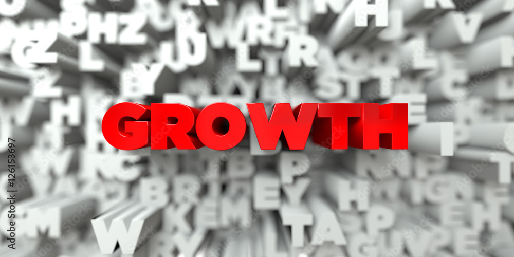 Fototapete growth - red text on typography background - 3d rendered royalty free stock image. this image can be