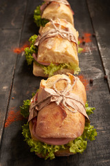 baguette Sandwiches on the table