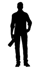 Fototapeta premium Silhouette of a photographer with dslr camera isolated on white