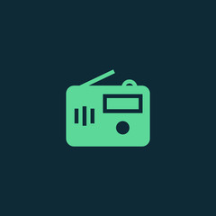 Radio icon vector, clip art. Also useful as logo, web UI element, symbol, graphic image, silhouette and illustration.