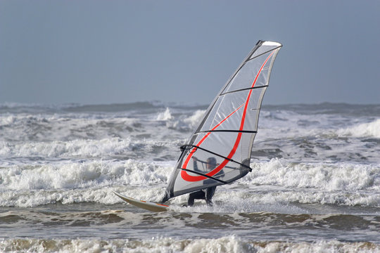 Windsurfer in waves