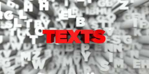TEXTS -  Red text on typography background - 3D rendered royalty free stock image. This image can be used for an online website banner ad or a print postcard.