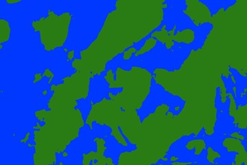 Fiction map with islands and the sea