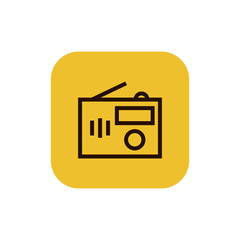 Radio icon vector, clip art. Also useful as logo, square app icon, web UI element, symbol, graphic image, silhouette and illustration.