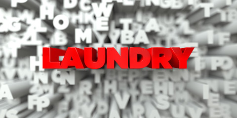 LAUNDRY -  Red text on typography background - 3D rendered royalty free stock image. This image can be used for an online website banner ad or a print postcard.