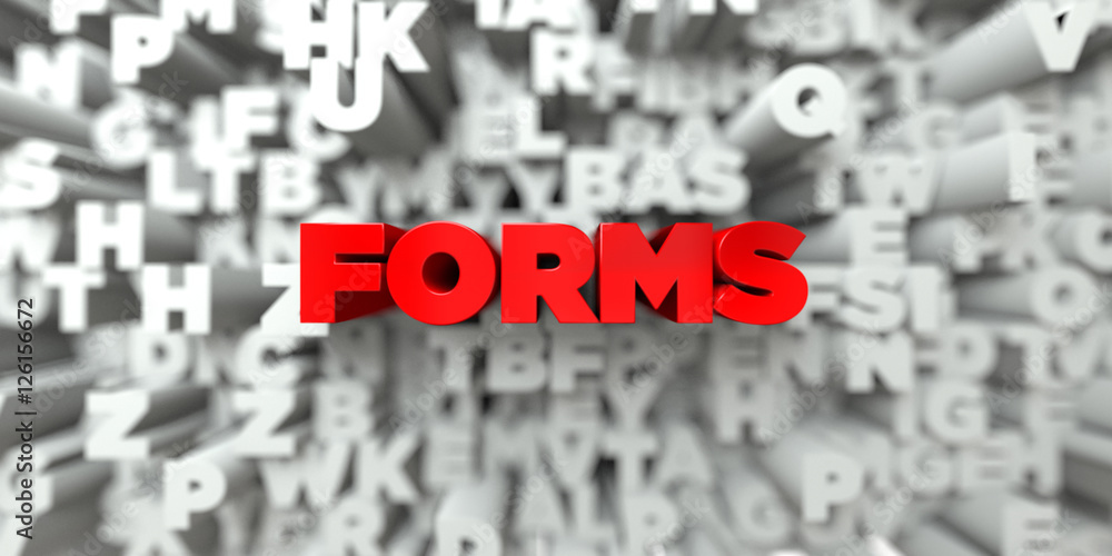 Fototapete forms - red text on typography background - 3d rendered royalty free stock image. this image can be 