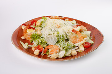 Caesar salad on white background