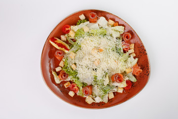 Caesar salad on white background