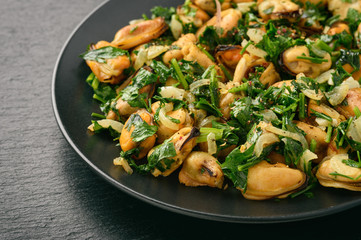 Mussels cooked with parsley, garlic and wine.