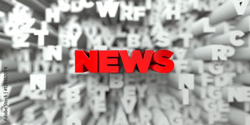 Fototapete news - red text on typography background - 3d rendered royalty free stock image. this image can be u