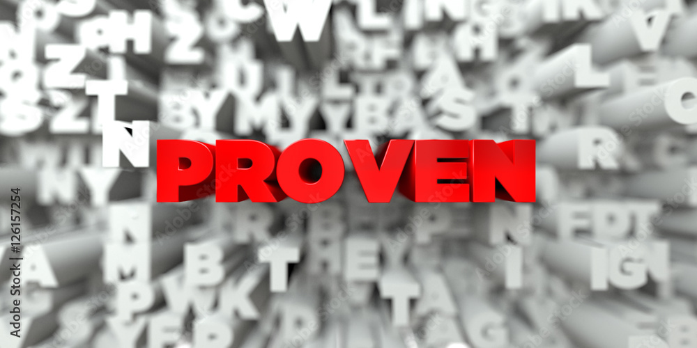 Fototapete proven - red text on typography background - 3d rendered royalty free stock image. this image can be