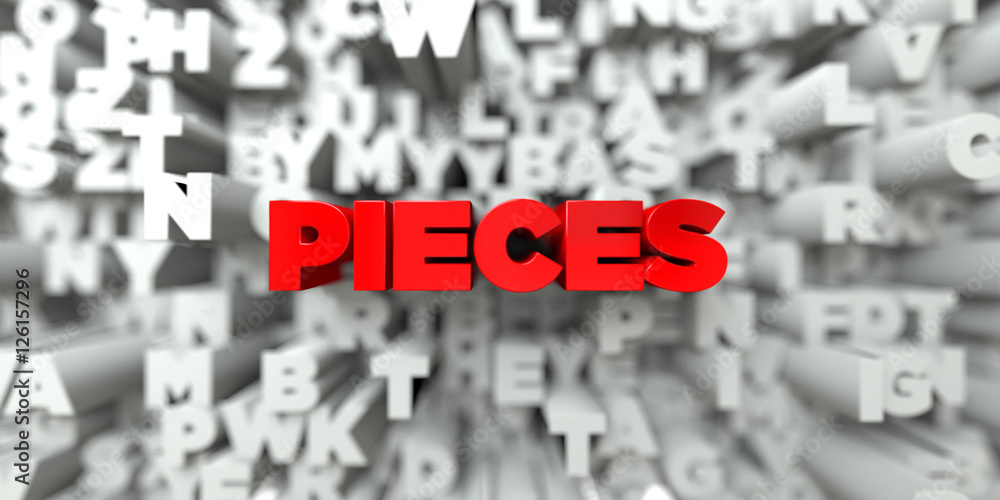 Fototapete pieces - red text on typography background - 3d rendered royalty free stock image. this image can be