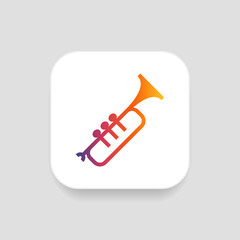 Fototapeta premium Trumpet icon vector, clip art. Also useful as logo, square app icon, silhouette and illustration.