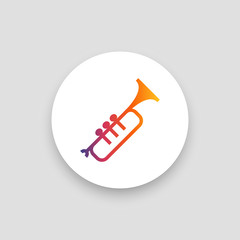 Trumpet icon vector, clip art. Also useful as logo, circle app icon, silhouette and illustration.