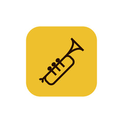 Trumpet icon vector, clip art. Also useful as logo, square app icon, silhouette and illustration.