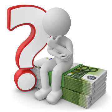 recommend clip art: 3d Männchen mit Geld und Fragezeichen