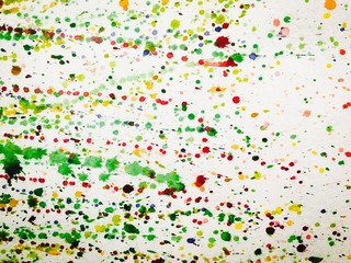 Abstract colored paint drops background. Over white.
