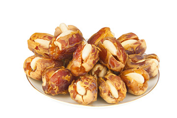 Delicious ripe figs on  plate lying on  white background