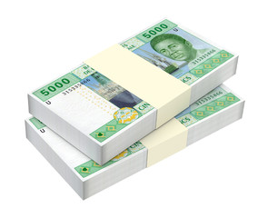Central African CFA francs isolated on white background. 3D illustration.