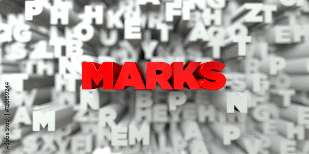 Fototapete marks - red text on typography background - 3d rendered royalty free stock image. this image can be 