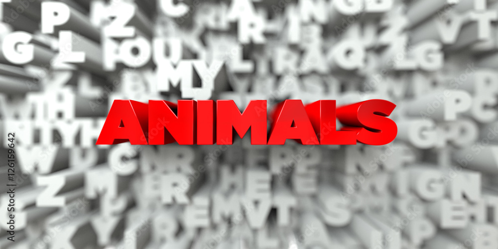 Fototapete ANIMALS -  Red text on typography background - 3D rendered royalty free stock image. This image can be used for an online website banner ad or a print postcard.