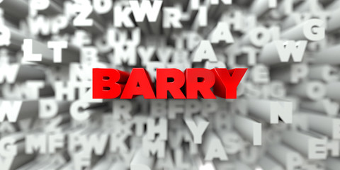 BARRY -  Red text on typography background - 3D rendered royalty free stock image. This image can be used for an online website banner ad or a print postcard.