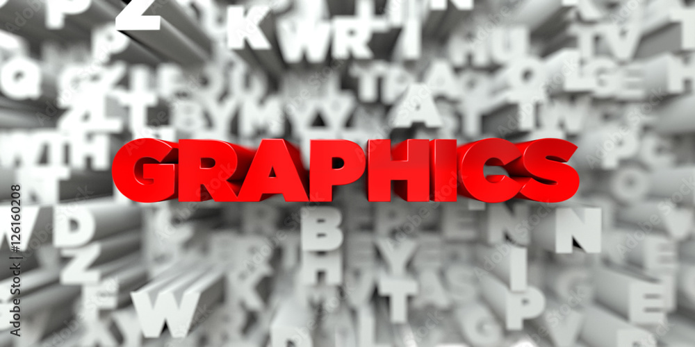 Fototapete graphics - red text on typography background - 3d rendered royalty free stock image. this image can 