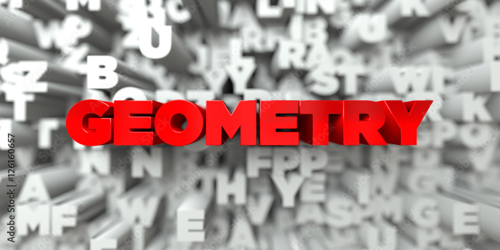 Fototapete geometry - red text on typography background - 3d rendered royalty free stock image. this image can 