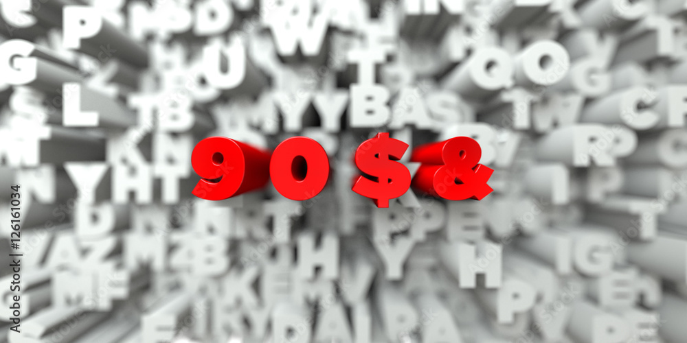 Fototapete 9 0 $ & - red text on typography background - 3d rendered royalty free stock image. this image can b