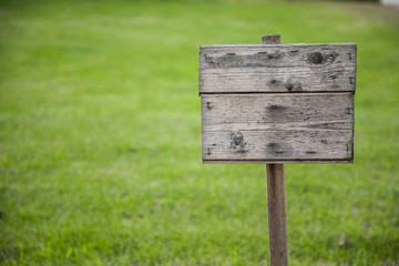 wooden board on grass