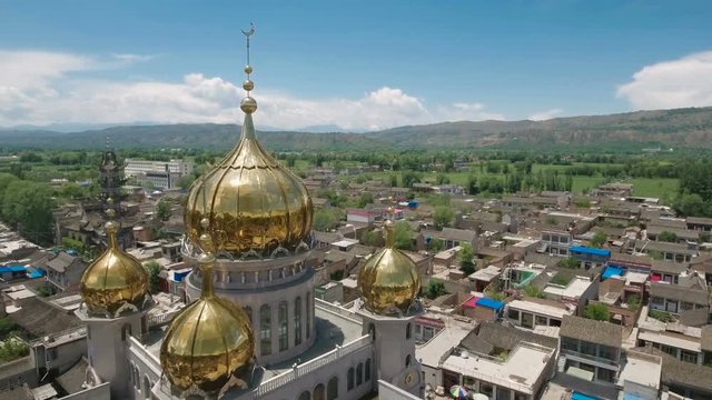 Flying through the pillars of a graceful village mosque in central China